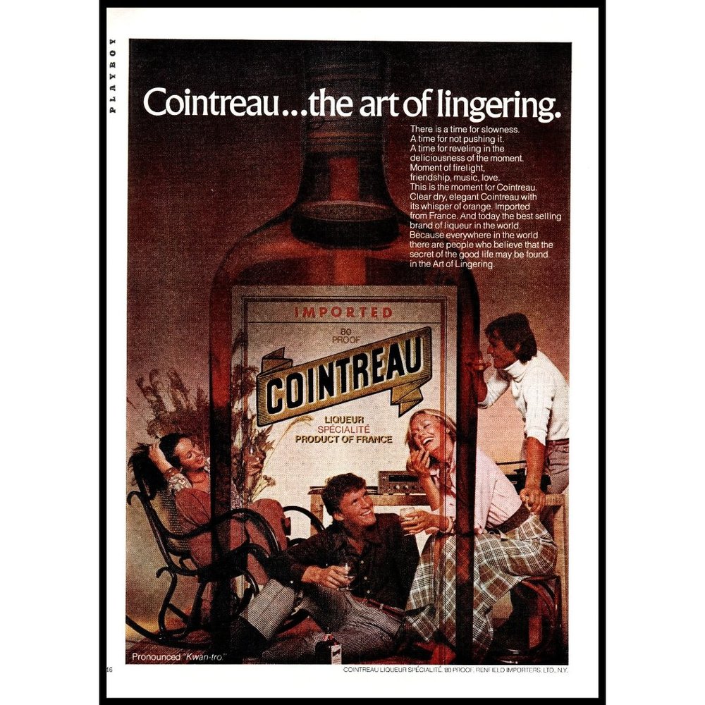1975 Cointreau Liqueur Vintage Print Ad Friend Lingering Rocking Chair Wall Art